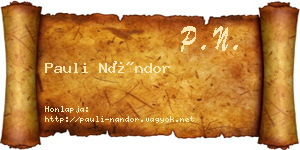 Pauli Nándor névjegykártya